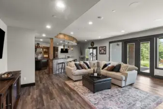 Spacious daylight basement entertaining space with a large bar, living space and enough room for a pool table and games. There is also a powder room, gym and two storage areas. Step out to a backyard fire pit for peaceful evenings.