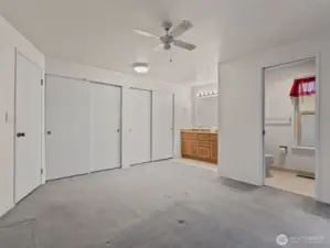 primary bedroom with large closets