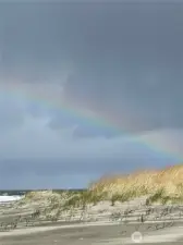 Rainbows on the beach.