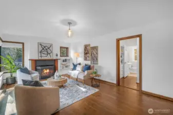 Vintage oak hardwood floors.