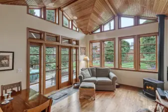 Gorgeous addition with stunning windows, gleaming hardwoods and gas fireplace.