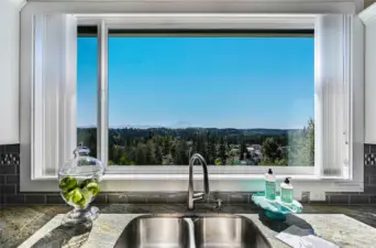 Full view of mountain from kitchen window