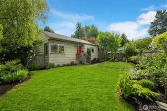 Mature plantings make the yard an enjoyable oasis to come home to.
