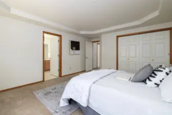 Primary has two closets - on off of the main bedroom and one off of the bathroom.