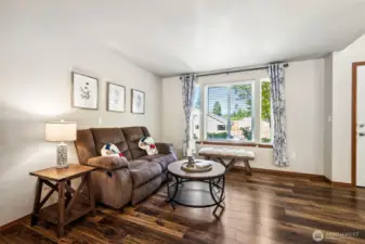 View of the living room from the dining room.