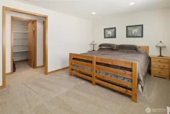 Primary bedroom with large walk in closet.