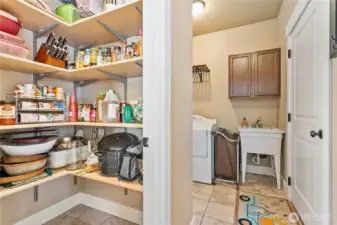 Walk in Pantry located between kitchen and laundry room