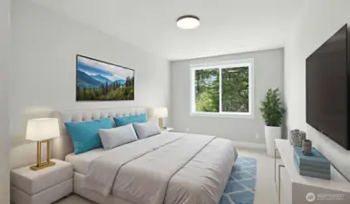 2nd of four bedrooms on the Upper Level. Virtually staged.