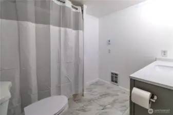 Main Bathroom curtain closed