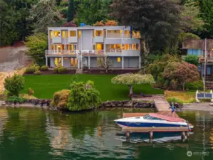 85 feet of low-bank lake frontage, complete with a private dock and bulkhead.