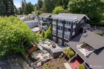 Terraced patios between Grand Ave and Madrona Drive