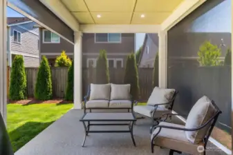 The patio screens bring privacy as well as comfort.