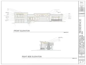 Front and Right side elevation. 2288 total square feet with 1674 on the main floor and 614 on the upper floor.