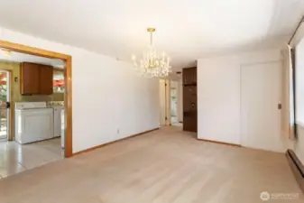 Dining room looking into kitchen