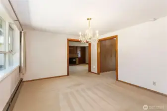 Dining room looking back into living room