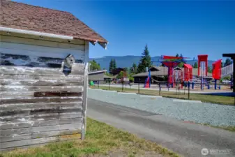 View of the park across the alley