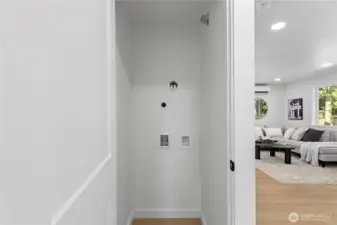 Washer and Dryer closet with hookups and fan