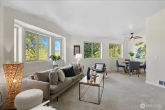 Windows overlook Heronfield Wetlands and let in lots of natural light