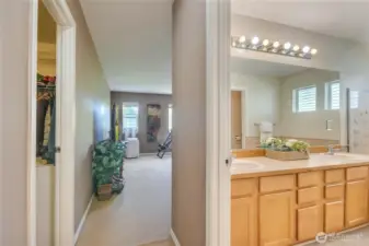 Primary suite entry: there walk-in closet and ensuite 5pcs bath