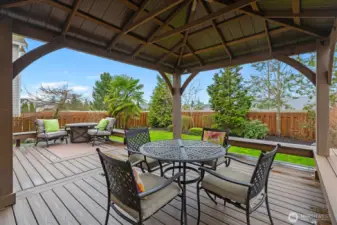 Covered gazebo area off the kitchen provides cover from the sun & rain