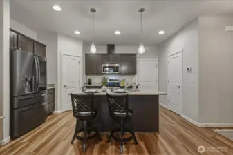 Kitchen, Island, Eat Bar, Luxury Vinyl Plank Flooring, High Ceilings