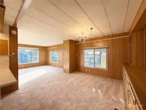 View from the hallway to the main living area.