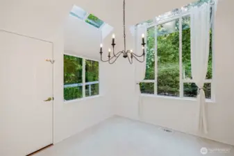 Breakfast nook with access door to side of house