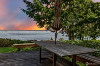 Sunset from the Deck, Built in Table and Bench Seating