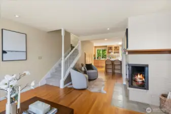 Staircase to primary suite and laundry room