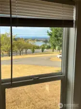 Views of the Cascade Mountains and Snohomish River from the primary bedroom.