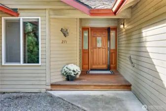 Solid-wood front door welcomes you into this one-story home.