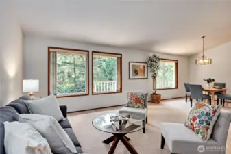 Large windows and vaulted ceilings frame this great space.