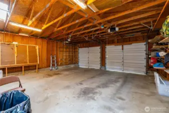 Extra deep garage offers workshop space