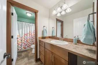 Upper full guest bath.