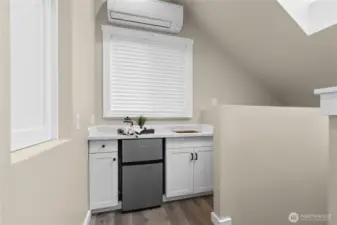 Mini fridge and countertop