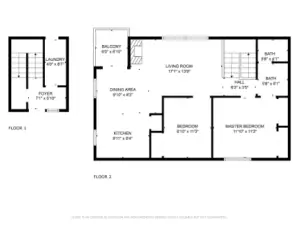 Upper unit 1 with adorable balcony and 2 bedrooms