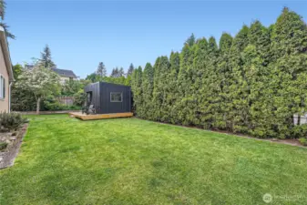 Private and spacious level backyard.