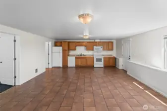 ADU living room/kitchen. There's a view from this room too!