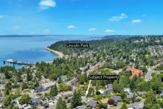 Aerial view looking towards Lincoln Park