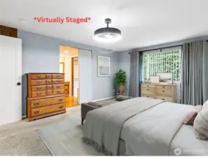 *Virtually Staged* Primary Bedroom W/Attached Bath & Walk In Closet