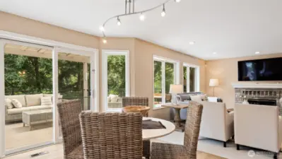 Eating area + Family Room + Brand New Hardwood floors.
