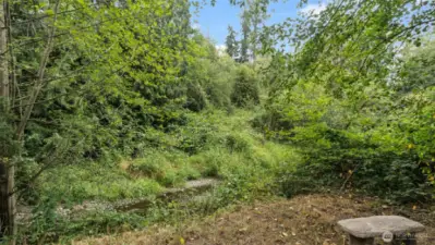 Enjoy your coffee by your private creek!
