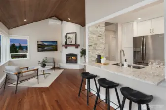 A dining bar is perfect for a casual meal or conversation while cooking and entertaining.