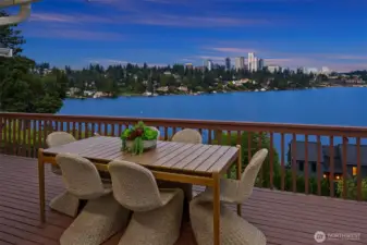Dine al Fresco while watching sailboats on the bay and the sunset reflection on the skyline.