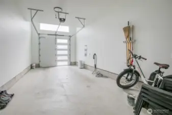 Extra deep garage has plenty of room to park and store all your toys