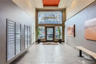 Secure lobby with some great history on the building and area!