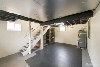 Basement offers great storage or workspace