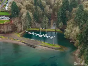 Beachcrest neighborhood marina providing moorage opportunities and direct access to Puget Sound boating.