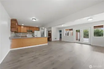 Lower level living room & kitchen
