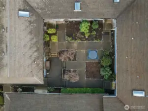 Aerial view of courtyard.